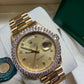 Rolex President Day Date 18038 18k Yellow Gold Gold Diamond Dial