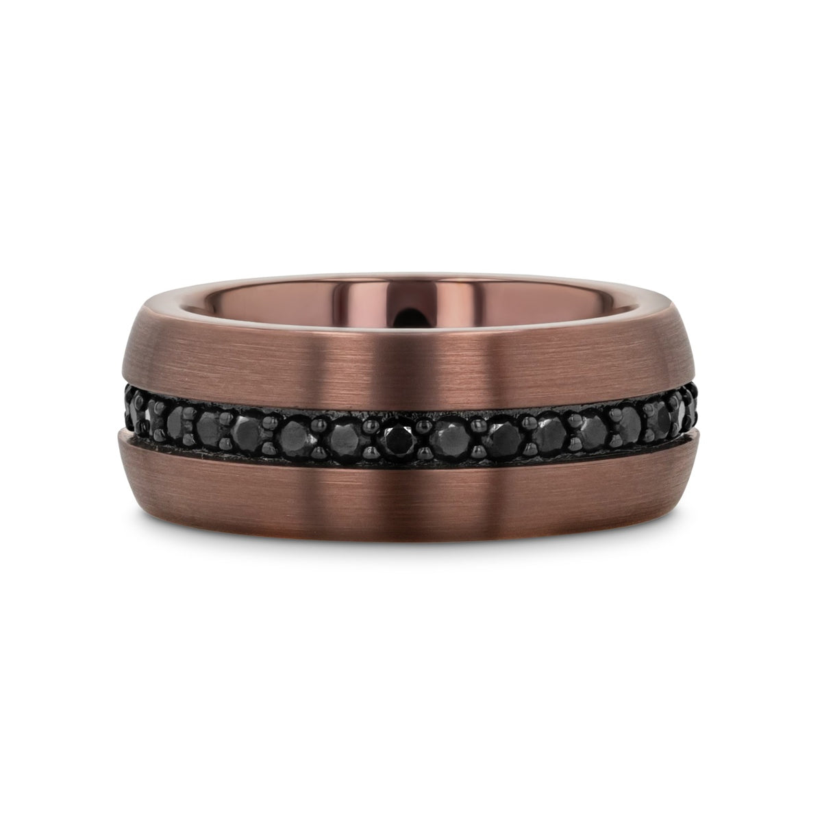 ARTEMIS Espresso Tungsten Carbide Ring with Black Sapphires - 8mm