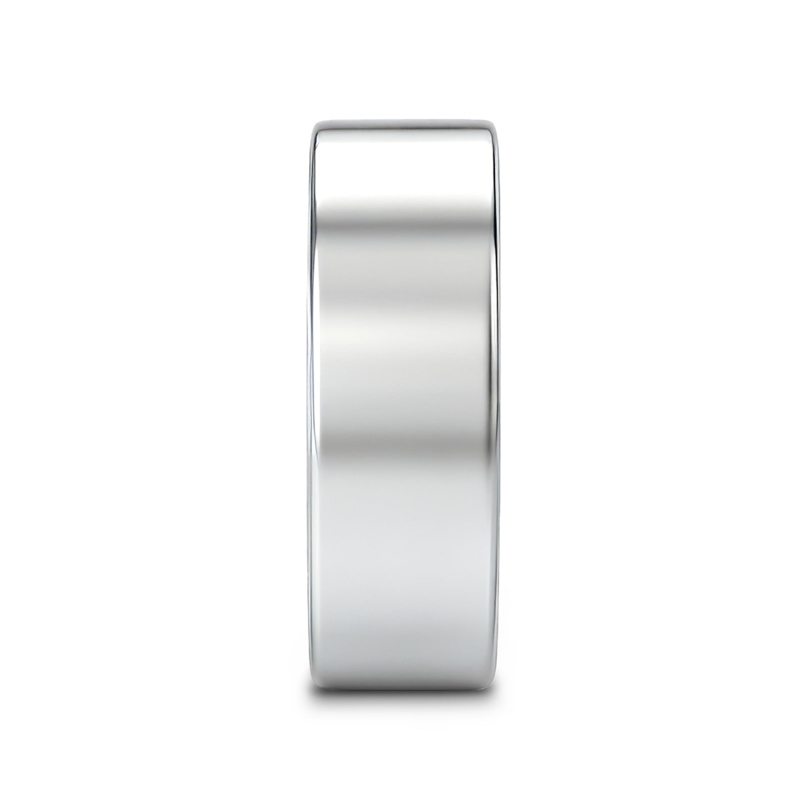HARDY Polished Finish Flat Style Men’s Titanium Wedding Ring - 6mm & 8mm