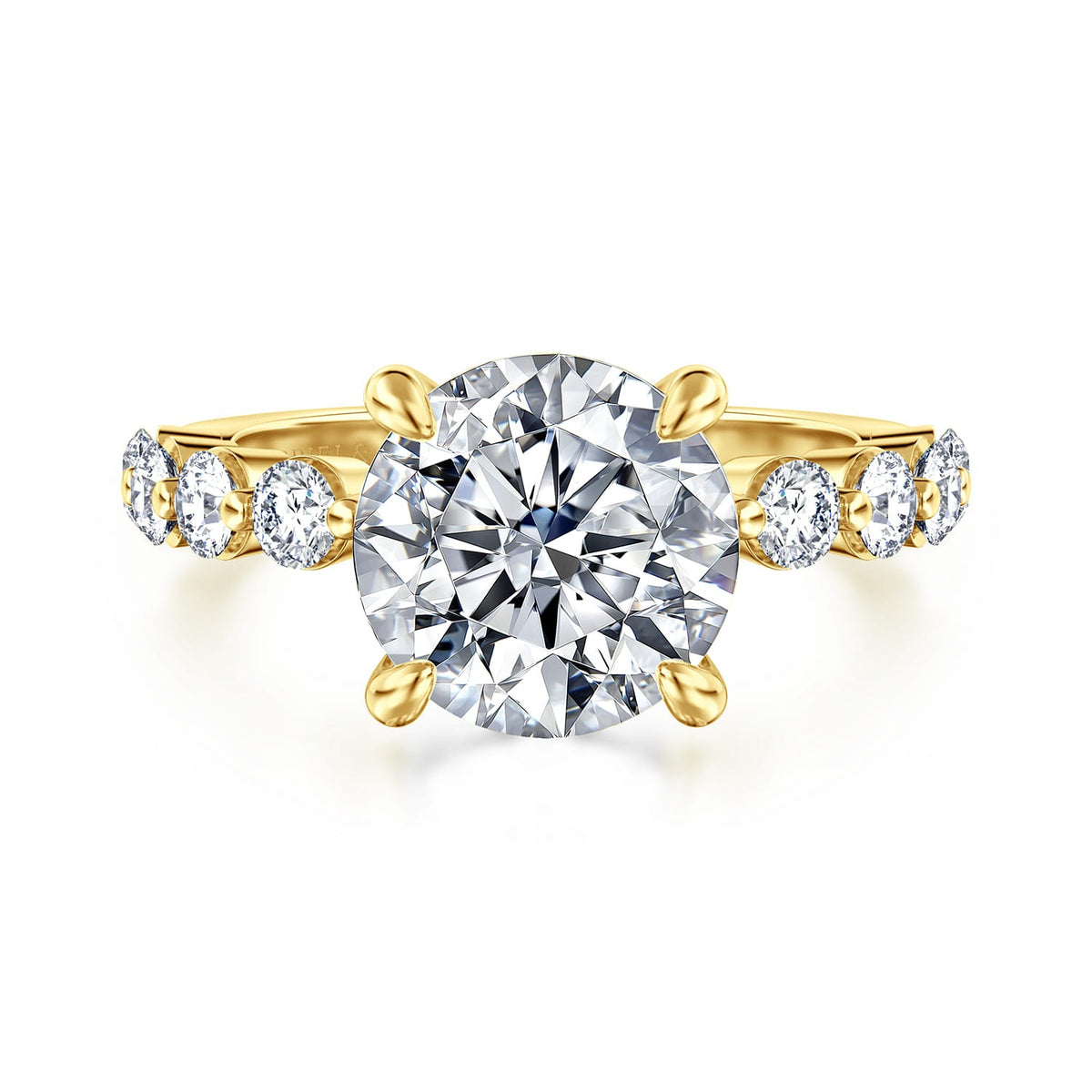 Gabriel & Co. Silvey - 14K Yellow Gold Round Single Prong Diamond Engagement Ring 9mm 3/4ctw