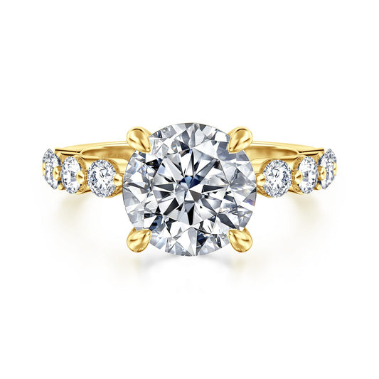 Gabriel & Co. Silvey - 14K Yellow Gold Round Single Prong Diamond Engagement Ring 9mm 3/4ctw