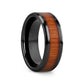 ACACIA Koa Wood Inlaid Black Ceramic Ring with Bevels - 4mm - 12mm - 6mm