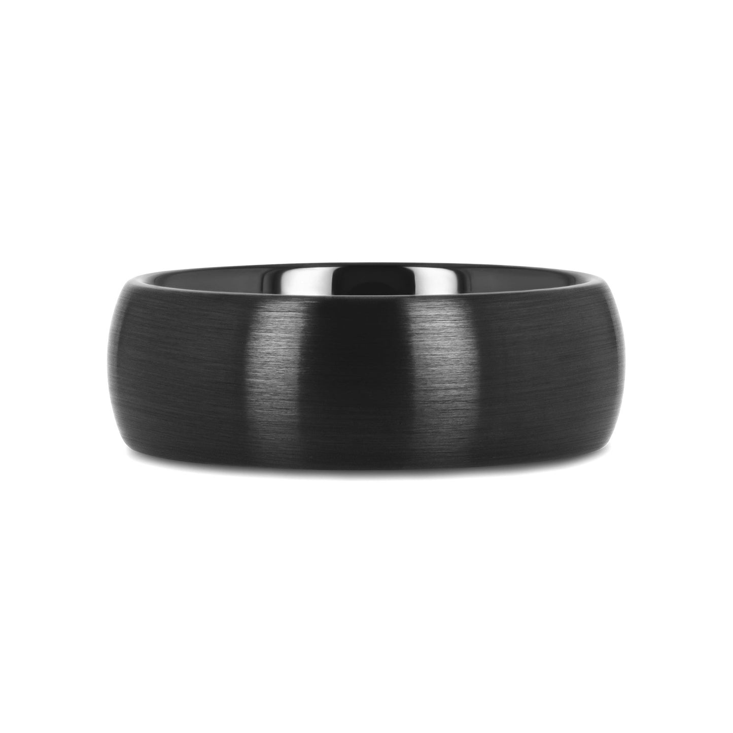 ATTOR Domed Brush Finished Black Ceramic Wedding Band - 2mm - 12mm - 6mm