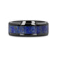 MARLOW Men’s Polished Black Ceramic Wedding Band with Blue Lapis Inlay & Beveled Edges - 8mm