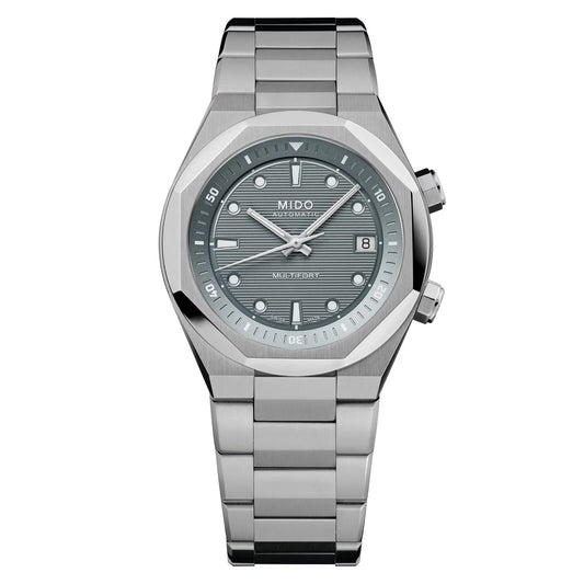 MIDO Multifort 8 Two Crowns Grey Dial Stainless Steel Watch - 38.4 X 40mm