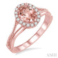 7X5 MM Oval Shape Morganite and 1/6 Ctw Round Cut Diamond Ring in 14K Rose Gold