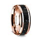 14K Rose Gold Polished Beveled Edges Wedding Ring with Lava Inlay - 8 mm