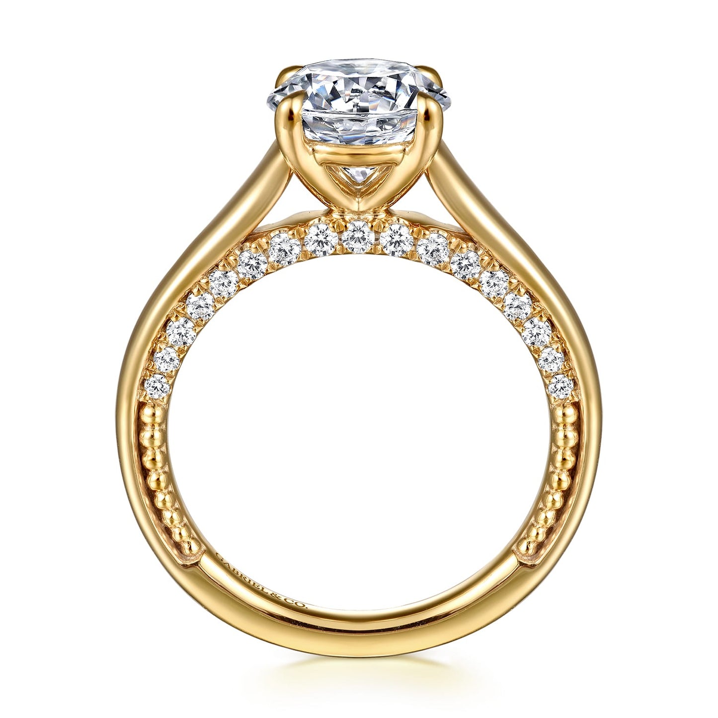 Gabriel & Co. Rosey - 14K Yellow Gold Round Diamond Engagement Ring .34CTW 8MM SEMI