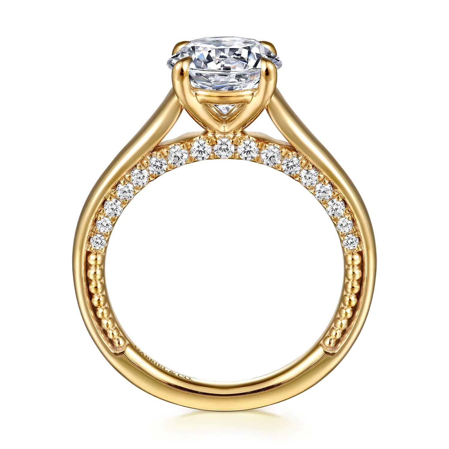 Gabriel & Co. Rosey - 14K Yellow Gold Round Diamond Engagement Ring .34CTW 8MM SEMI