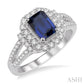 7X5 MM Emerald Shape Sapphire and 1/2 Ctw Round Cut Diamond Precious Ring in 14K White Gold
