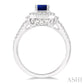 7X5 MM Emerald Shape Sapphire and 1/2 Ctw Round Cut Diamond Precious Ring in 14K White Gold