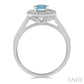 1/5 Ctw Emerald Shape 7X5 MM Aquamarine, Baguette and Round Cut Diamond Precious Ring in 14K White Gold