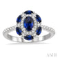 6X4 MM Oval Shape & 4X2 MM Marquise Shape Sapphire and 1/3 Ctw Round Cut Diamond Precious Ring in 14K White Gold