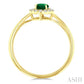6X4 MM Oval Shape Emerald and 1/6 Ctw Round Cut Diamond Halo Precious Ring in 14K Yellow Gold