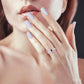 5X3 MM Oval Shape Amethyst and 1/20 Ctw Round Cut Diamond Halo Semi-Precious Ring in 10K White Gold