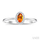 5X3 MM Oval Shape Citrine and 1/20 Ctw Round Cut Diamond Halo Semi-Precious Ring in 10K White Gold