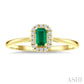 5X3 MM Octagonal Shape Emerald and 1/20 Ctw Round Cut Diamond Halo Precious Ring in 10K Yellow Gold