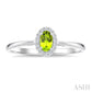 5X3 MM Oval Shape Peridot and 1/20 Ctw Round Cut Diamond Halo Semi-Precious Ring in 10K White Gold