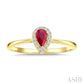 5X3 MM Pear Shape Ruby and 1/20 Ctw Round Cut Diamond Halo Precious Ring in 10K Yellow Gold