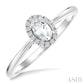 5X3 MM Oval Shape White Topaz and 1/20 Ctw Round Cut Diamond Halo Semi-Precious Ring in 10K White Gold