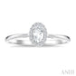 5X3 MM Oval Shape White Topaz and 1/20 Ctw Round Cut Diamond Halo Semi-Precious Ring in 10K White Gold