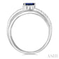 5X3 MM Emerald Shape Sapphire and 1/4 Ctw Round Cut Diamond Double Criss Cross Lovebright Precious Ring in 10K White Gol