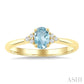 1/20 Ctw Oval Cut 6X4 MM Aquamarine and Round Cut Diamond semi-precious Ring in 10K Yellow Gold
