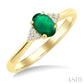 1/20 Ctw Oval Cut 6X4 MM Emerald and Round Cut Diamond Precious Ring in 10K Yellow Gold