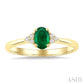 1/20 Ctw Oval Cut 6X4 MM Emerald and Round Cut Diamond Precious Ring in 10K Yellow Gold