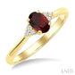 1/20 Ctw Oval Cut 6X4 MM Garnet and Round Cut Diamond semi-precious Ring in 10K Yellow Gold