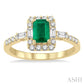 6X4 MM Octagon Cut Emerald and 1/2 Ctw Round Cut Diamond Precious Ring in 14K Yellow Gold