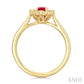 6X4 MM Oval Cut Ruby and 1/4 Ctw Art Deco Round Cut Diamond Halo Precious Ring in 14K Yellow Gold