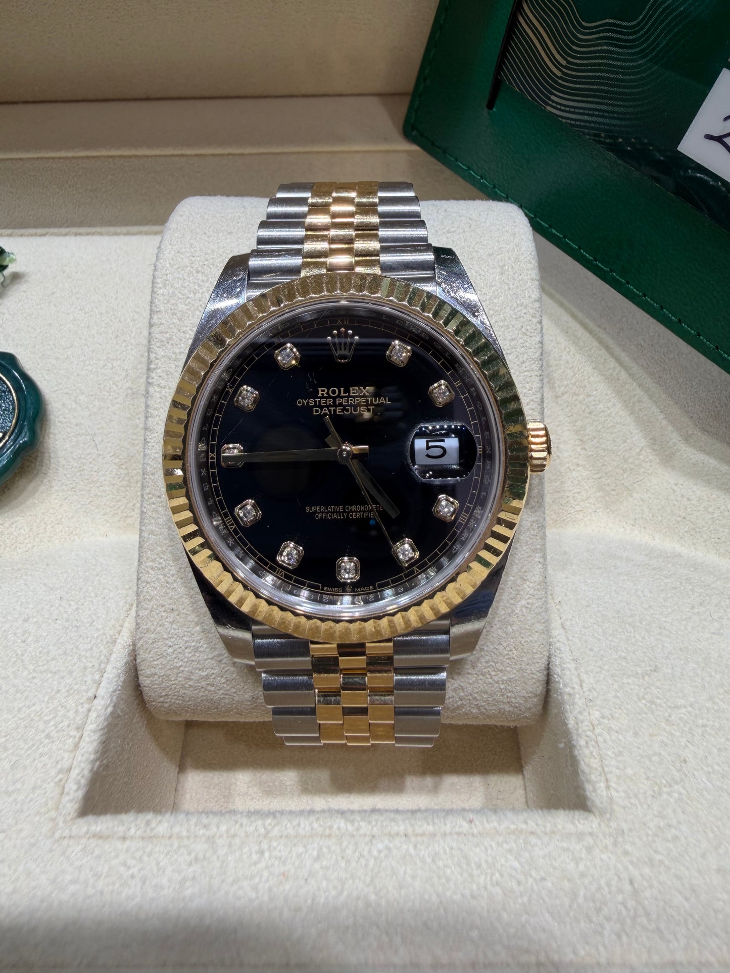 Rolex Datejust 41mm Yellow Gold and Steel 126333 Factory Diamond Dial