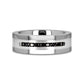 BLACKSTONE Flat Tungsten Wedding Band with Brushed Silver Inlay Center and 9 Channel Set Black Diamonds - 8mm