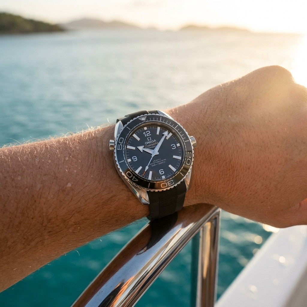 Omega Seamaster Planet Ocean 600M 42 mm — Steel on Rubber Strap (217.32.42.21.01.001) — lifestyle