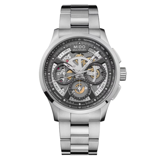 MIDO Multifort Skeleton Chronograph Anthracite Dial Stainless Steel Watch - 43mm