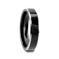 VALENCIA Women's Black Tungsten Ring with Polished Finish and White Tungsten Bevels - 4mm