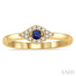 2.60 MM Round Shape Sapphire and 1/10 Ctw Evil Eye Petite Round Cut Diamond Precious Ring in 10K Yellow Gold