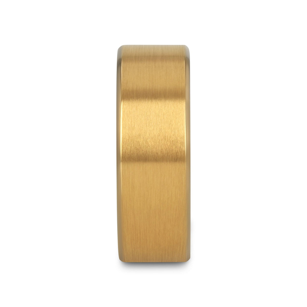 AURELIANO Yellow Gold Plating Titanium Men's Wedding Band With Flat Brushed Finish Center And Rounded Polished Edges - 8