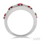 2.5 MM Princess Cut Ruby and 1/6 Ctw Round Cut Diamond Precious Band in 14K White Gold