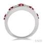 2.5 MM Princess Cut Ruby and 1/6 Ctw Round Cut Diamond Precious Band in 14K White Gold