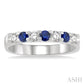 3 MM Sapphire and 3/8 Ctw Round Cut Diamond Precious Wedding Band in 14K White Gold
