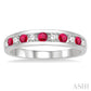 2.3 MM Ruby and 1/4 Ctw Round Cut Diamond Precious Wedding Band in 14K White Gold
