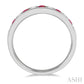 2.3 MM Ruby and 1/4 Ctw Round Cut Diamond Precious Wedding Band in 14K White Gold
