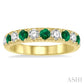 2.9 MM Emerald and 1/2 Ctw Round Cut Diamond Precious Wedding Band in 14K Yellow Gold