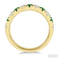 2.9 MM Emerald and 1/2 Ctw Round Cut Diamond Precious Wedding Band in 14K Yellow Gold