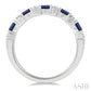 4X3 MM Oval Shape Sapphire and 1/6 Ctw Round Cut Diamond Precious Band in 14K White Gold