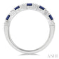 4X3 MM Oval Shape Sapphire and 1/6 Ctw Round Cut Diamond Precious Band in 14K White Gold