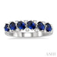 4X3 MM Oval Shape Sapphire and 1/5 Ctw Round Cut Diamond Precious Band in 14K White Gold