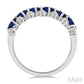4X3 MM Oval Shape Sapphire and 1/5 Ctw Round Cut Diamond Precious Band in 14K White Gold